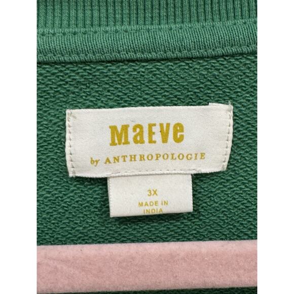 Anthropologie Maeve City Crew Sweatshirt Green Palm View Hotel Size 4x Preppy - Picture 7 of 10